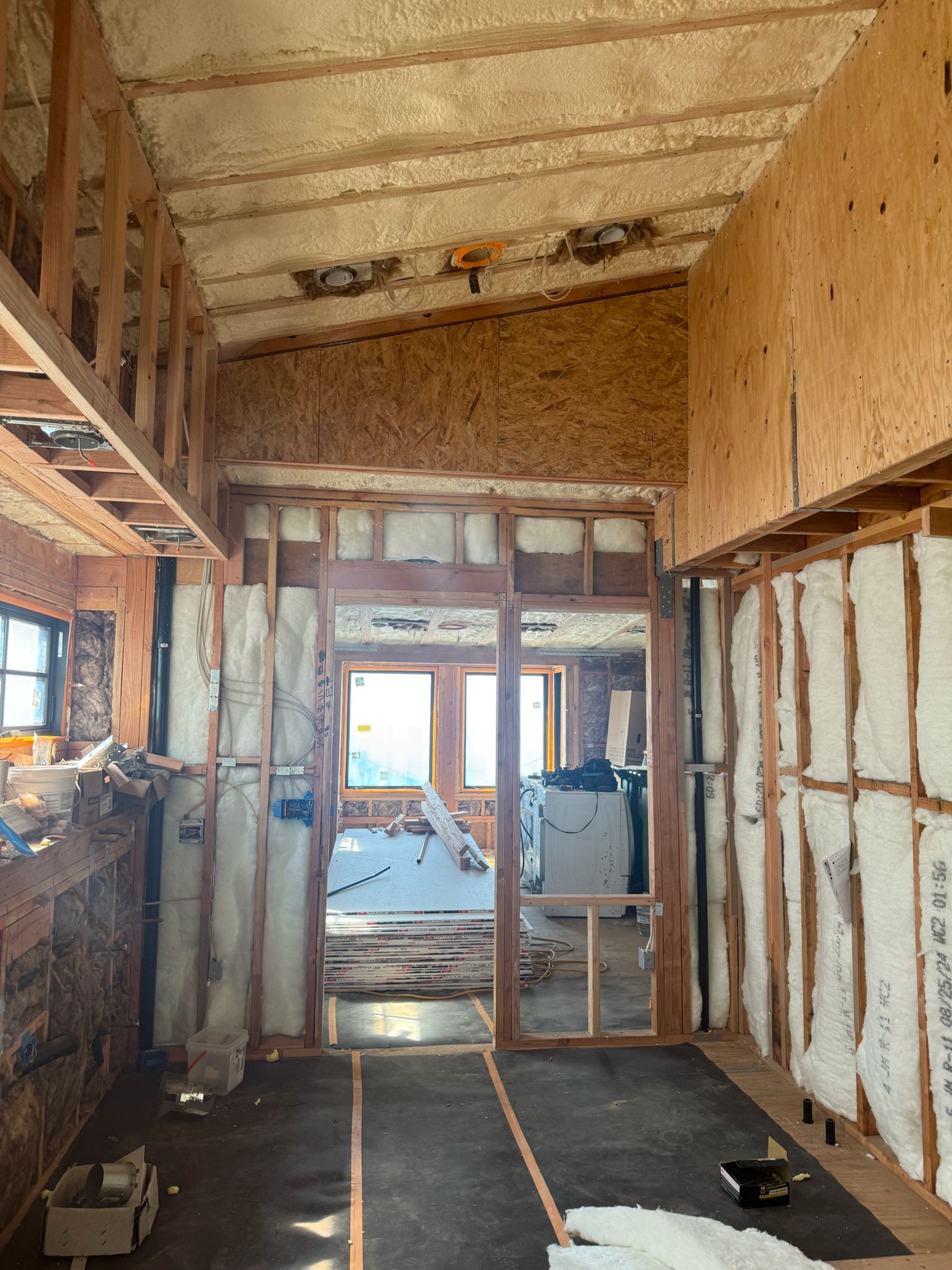 Interior drywall construction
